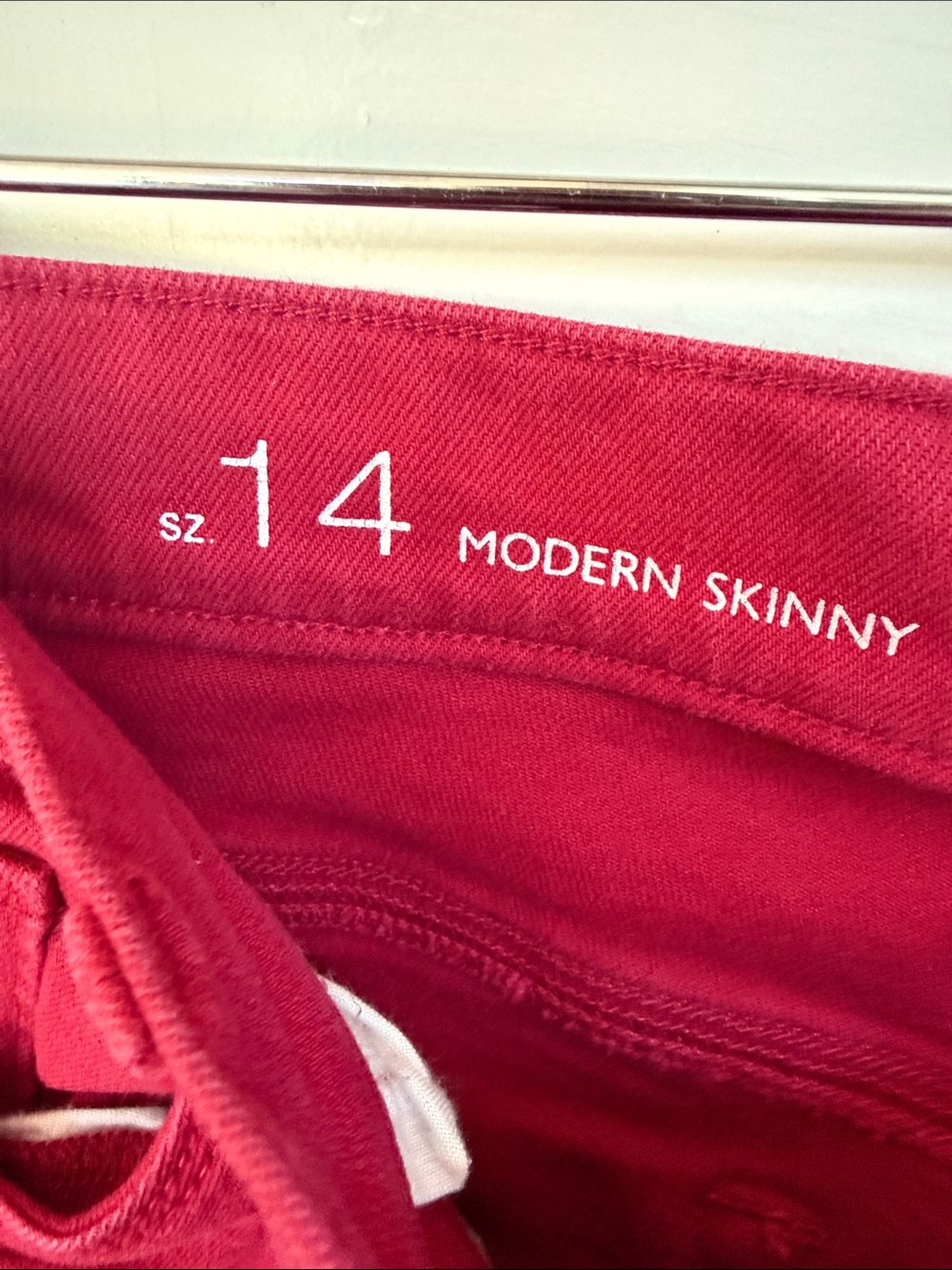 LOFT Red Modern Skinny Jeans 14 - Picture 3 of 6